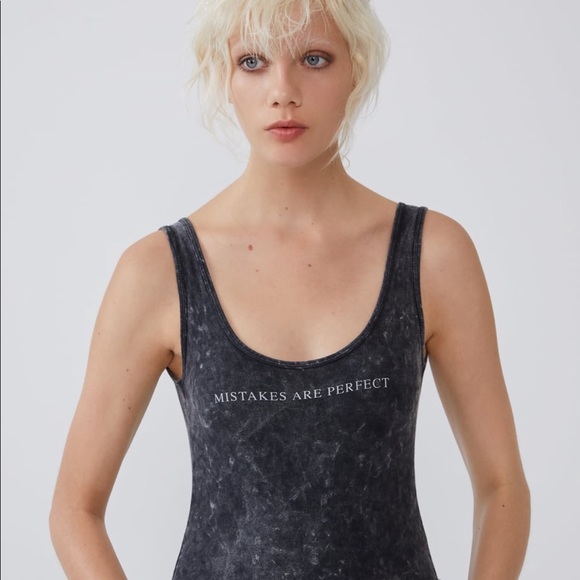 ZARA Washed Effect Graphic Body Suit - Picture 2 of 6